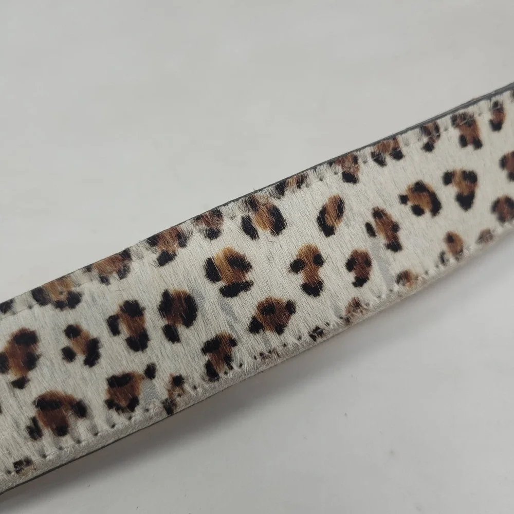 Vintage Double J Saddlery Belt 26 Leopard Print Haircalf Western Cowgirl 90s
